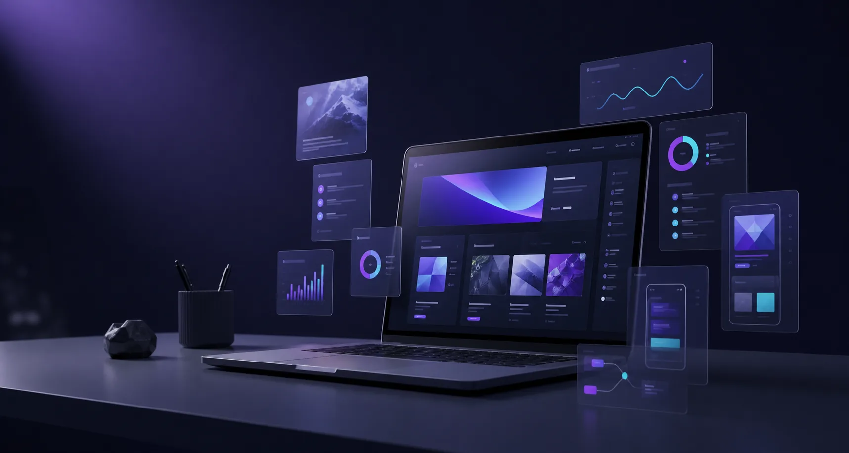 Interfaces web modernes sur ordinateur portable