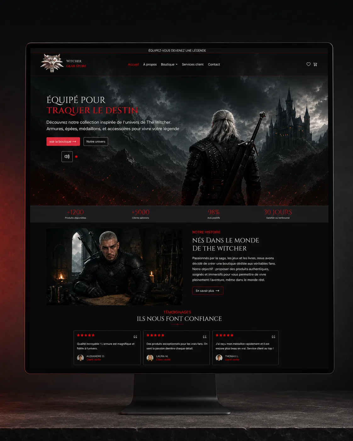 Version desktop du projet The Witcher Gear Store